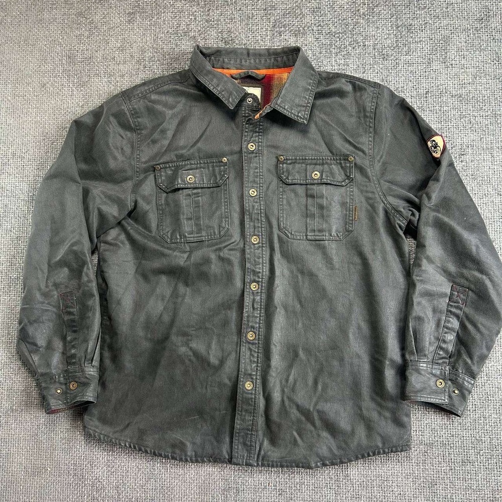 Legendary Whitetails Journeyman Shirt Jacket Mens Large Gray Flannel Lined
